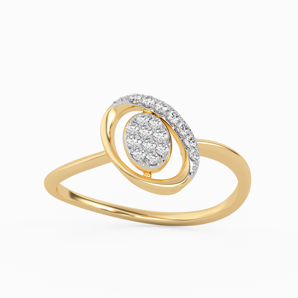 Artistic Water Lily Gold and Diamond Ring
