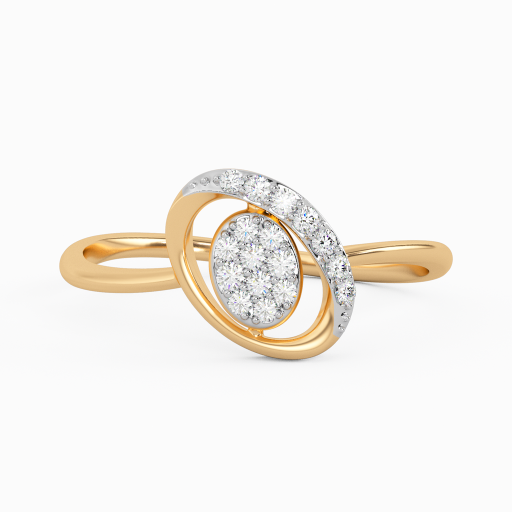 Artistic Water Lily Gold and Diamond Ring