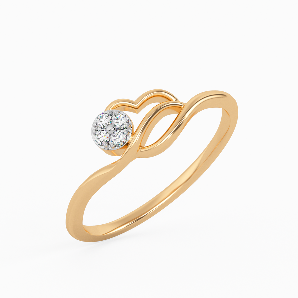 Faceted Bellflower Gold and Diamond Ring