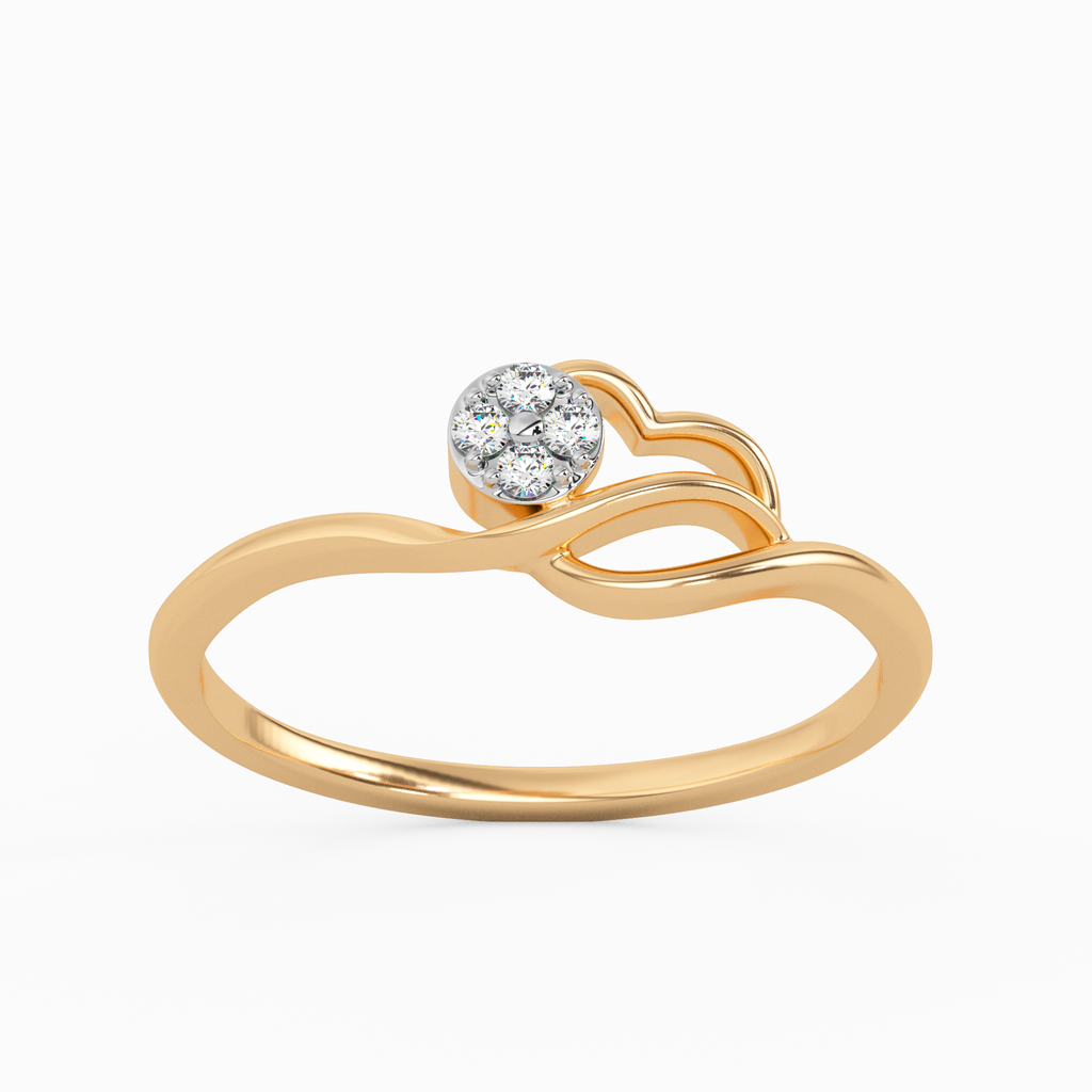 Faceted Bellflower Gold and Diamond Ring