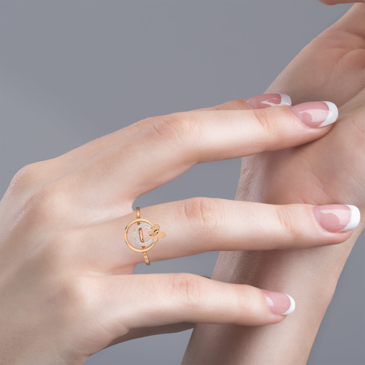 Globular Butterfly Diamond Ring