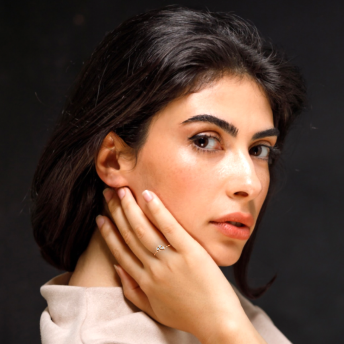 Blossoms of Night Gold and Diamond Ring