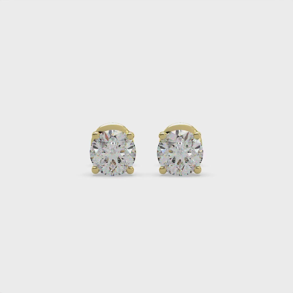 Slender Studs Gold and Diamond Earrings