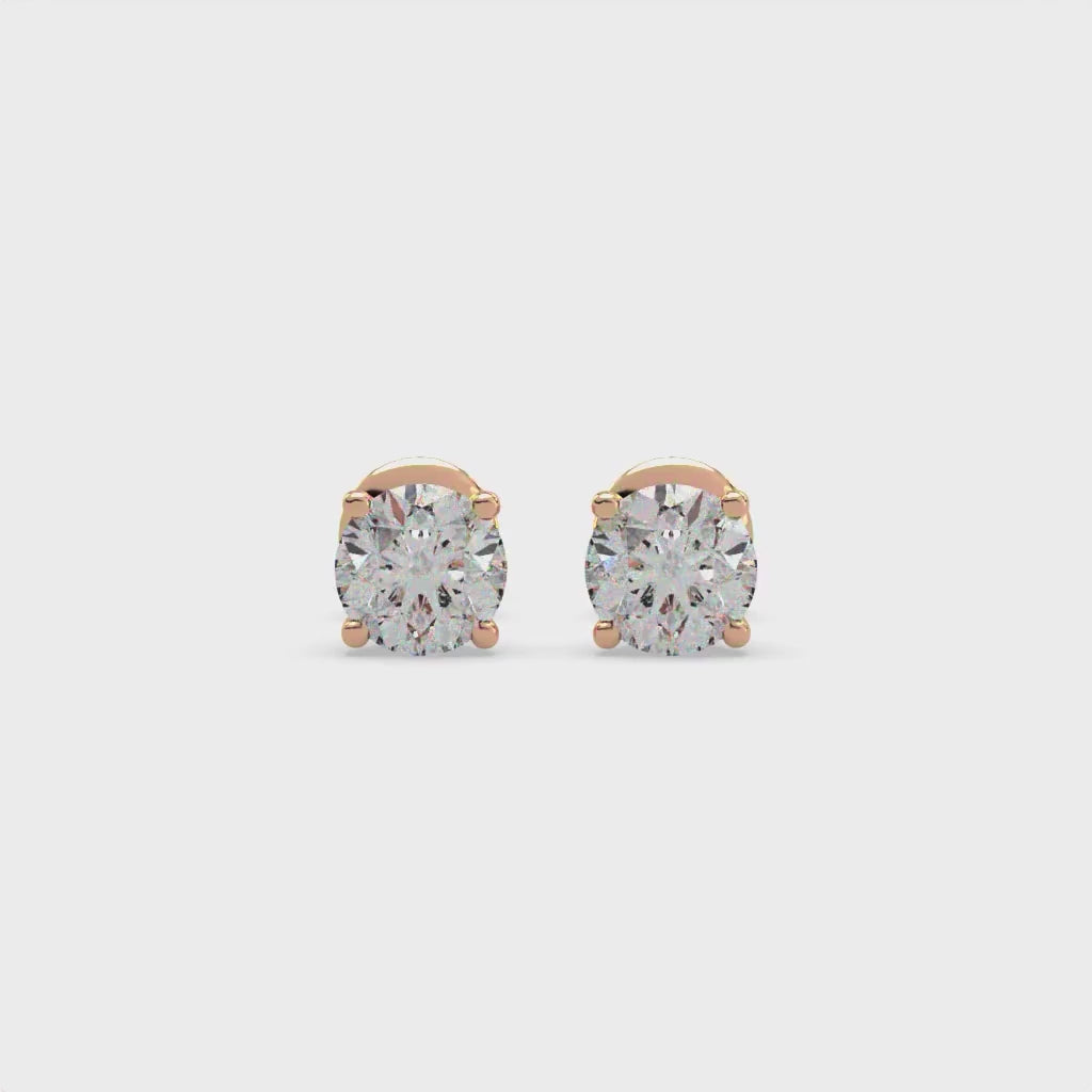 Slender Studs Gold and Diamond Earrings