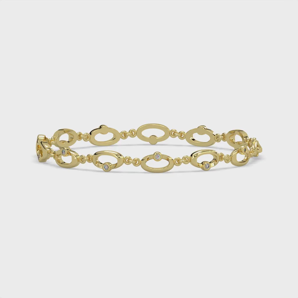Whimsical Swirls Gold and Diamond Bracelet